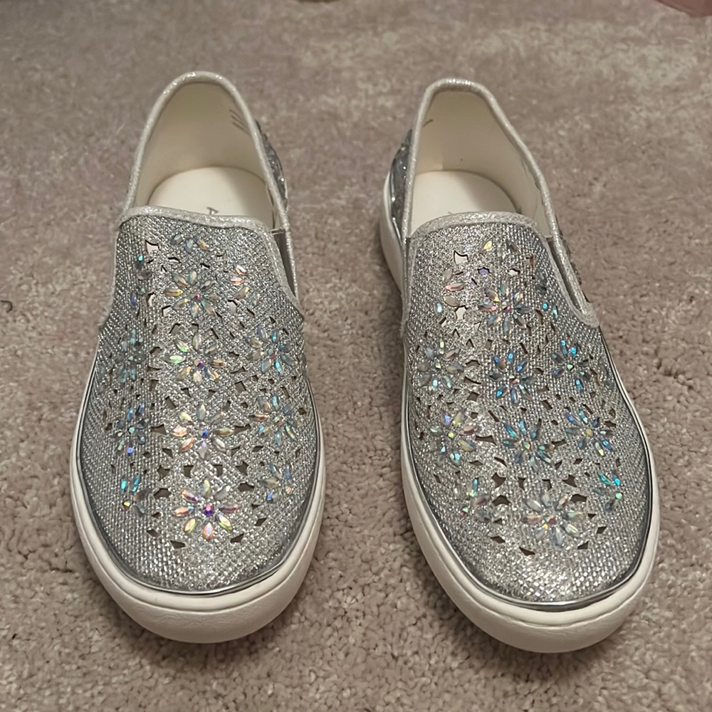 Slip on bedazzled deck shoes
